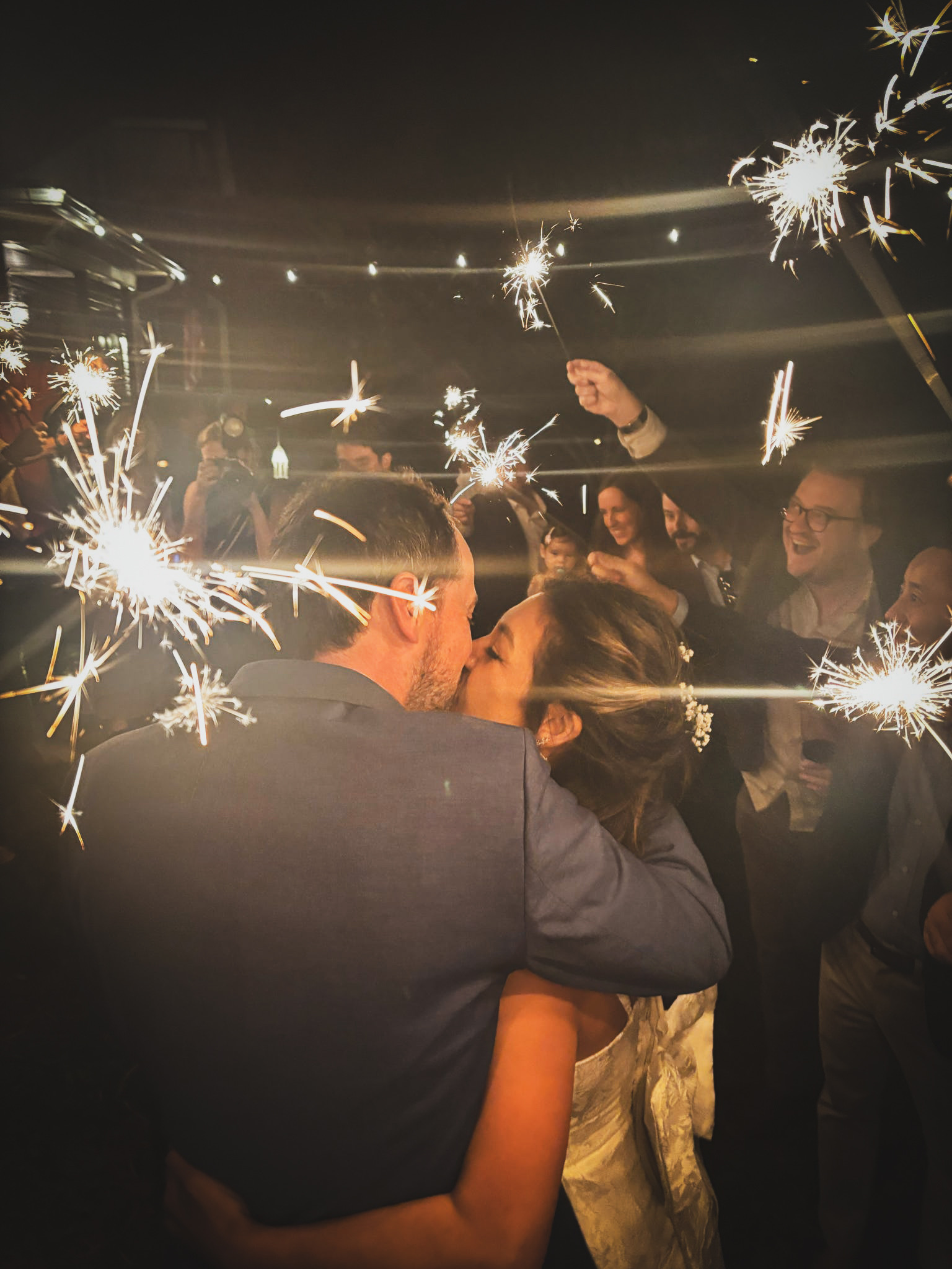 Couple's first kiss after their Blue Ridge mountain wedding ceremony at Secluded Ridge